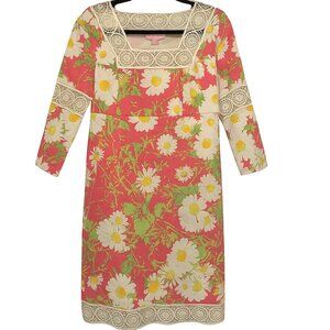 Lilly Pulitzer Lace Trim Lined Empire Waist Chapman Floral Tunic Dress 4999